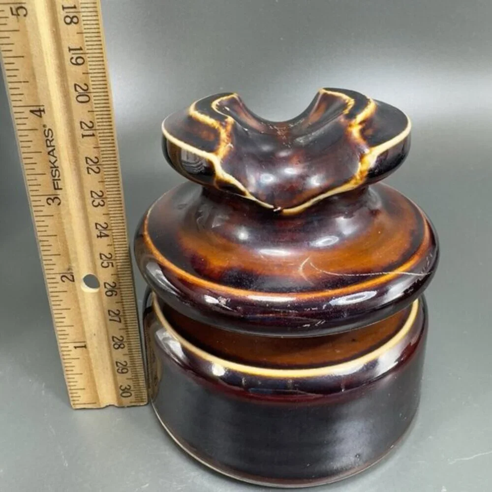 Vintage Locke 1977 Porcelain Brown Ceramic Insulator Large Heavy Stoneware‎ Vtg